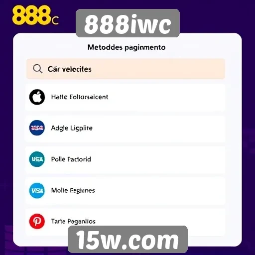 Métodos de pagamento disponíveis no 888iwc
